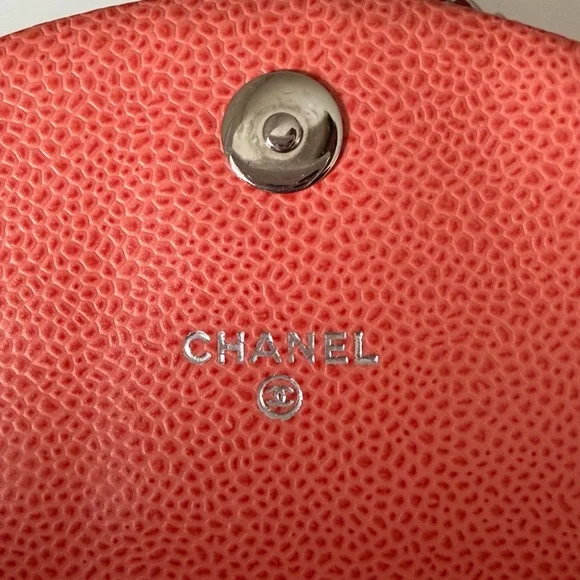 🍑Chanel Half Moon Wallet on Chain Crossbody Orange Leather Silver Hardware - Picture 11 of 15